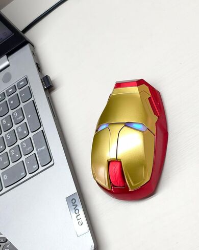 Cool Wireless Mouse with Unique Futuristic Armor Design, a Conversation Starter, Great Gift Idea, 2.4GHz Optical Computer Mouse with USB Receiver, Ergonomic Mice for Laptop PC (Black) in Kuwait