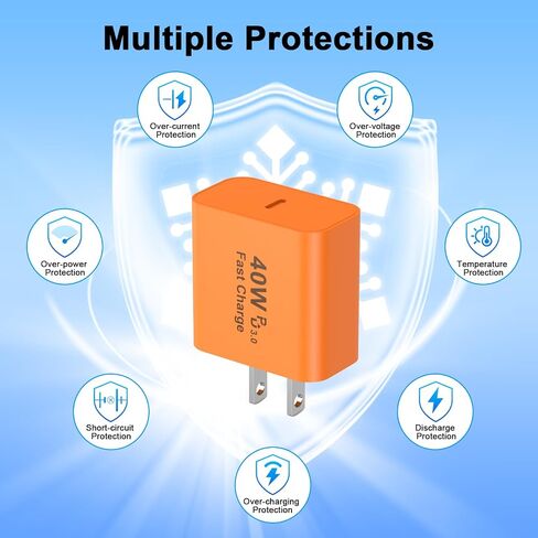 iPhone 17 16 15 Charger Fast Charging, 40W USB C Charger Block and Cable in Kuwait