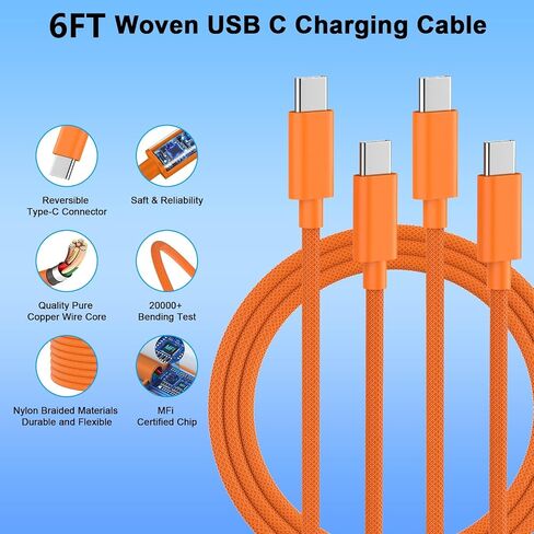 iPhone 17 16 15 Charger Fast Charging, 40W USB C Charger Block and Cable in Kuwait