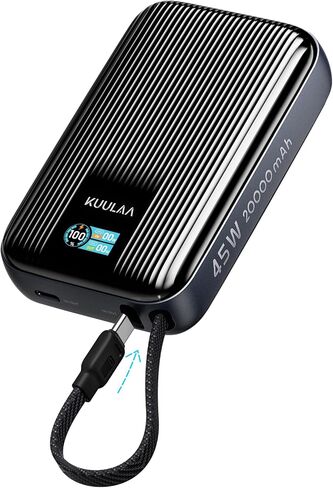 Kuulaa 45W Power Bank, 20000mAh Portable Charger with Built-in USB-C Cable, External Battery with Fast Charging, External Battery with Digital Display for iPhone 16/15 Pro Max, MacBook, Galaxy S25 in Kuwait