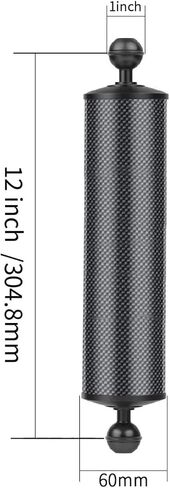 Light Arm Underwater Buoyancy Arm Double Ball Arm Carbon Fiber Arm Photography Arm with 1 inch Ball Joints and Rigid Cylindrical Body Suitable for, Black, 12 Inch in Kuwait