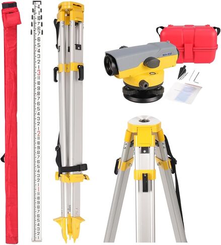 32X Automatic Optical Level Kit, Lightweight Aluminum Surveying Tripod 62.2"/1580mm and 9 FT Dual Sided Aluminum Grade Rod, 32X Optical Automatic Level in Kuwait