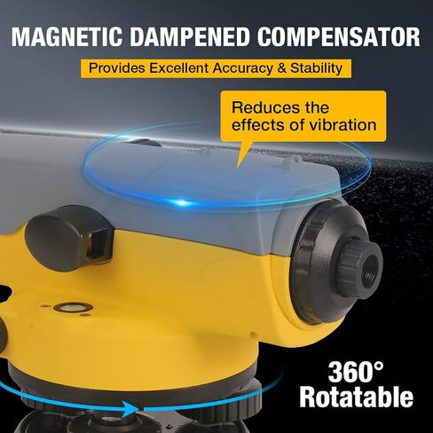 32X Automatic Optical Level Kit, Lightweight Aluminum Surveying Tripod 62.2"/1580mm and 9 FT Dual Sided Aluminum Grade Rod, 32X Optical Automatic Level in Kuwait