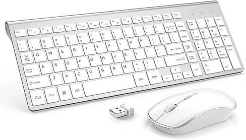 Wireless Keyboard Mouse, JOYACCES 2.4G Compact and Ultra Slim Wireless Keyboard and Mouse for Windows, Computer, Desktop, PC, Laptop-Sliver in Kuwait