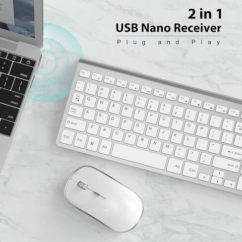 Wireless Keyboard Mouse, JOYACCES 2.4G Compact and Ultra Slim Wireless Keyboard and Mouse for Windows, Computer, Desktop, PC, Laptop-Sliver in Kuwait