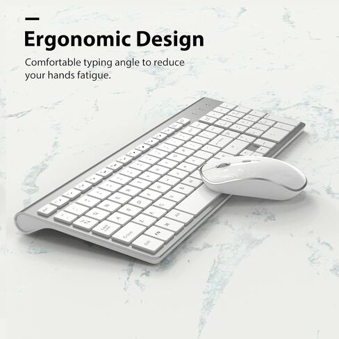 Wireless Keyboard Mouse, JOYACCES 2.4G Compact and Ultra Slim Wireless Keyboard and Mouse for Windows, Computer, Desktop, PC, Laptop-Sliver in Kuwait