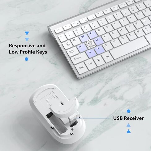 Wireless Keyboard Mouse, JOYACCES 2.4G Compact and Ultra Slim Wireless Keyboard and Mouse for Windows, Computer, Desktop, PC, Laptop-Sliver in Kuwait