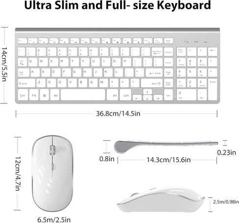Wireless Keyboard Mouse, JOYACCES 2.4G Compact and Ultra Slim Wireless Keyboard and Mouse for Windows, Computer, Desktop, PC, Laptop-Sliver in Kuwait