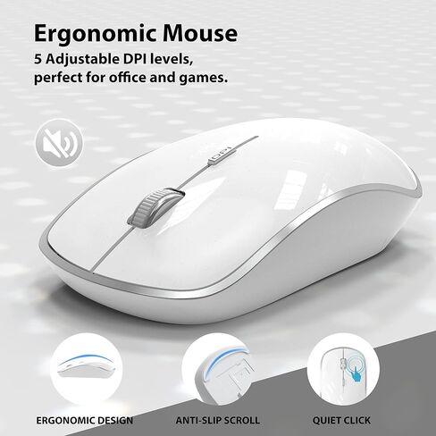 Wireless Keyboard Mouse, JOYACCES 2.4G Compact and Ultra Slim Wireless Keyboard and Mouse for Windows, Computer, Desktop, PC, Laptop-Sliver in Kuwait