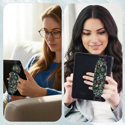 Secure Hand Strap for 6-7.5" Kindle and Tablets, Versatile Lightweight Faux Leather E-Book Grip Holder, Heavy-Duty E-Book Accessories for Reading Lover Gift (Mushroom) in Saudi Arabia