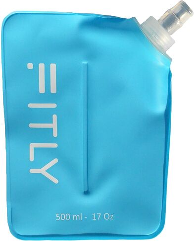 FITLY Soft Flask - Collapsible Water Bottle with Hydration Tube - Shrinks As You Drink Portable Water Bladder for Running Vest Hydration Pack, Hiking, Backpacking & Cycling - 17oz (FLASK500ml) in Saudi Arabia