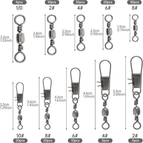 Conskyee 145PCS Fishing Swivel & Snap Set,1# to10# in Kuwait