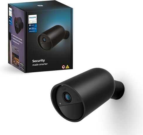 Philips Hue Secure Battery Camera 1-Pack, 1080P Resolution, Monitoring, Notifications, Seamless Integration, Rechargeable, Indoor and Outdoor, Black, Free 24-Hour History in Saudi Arabia