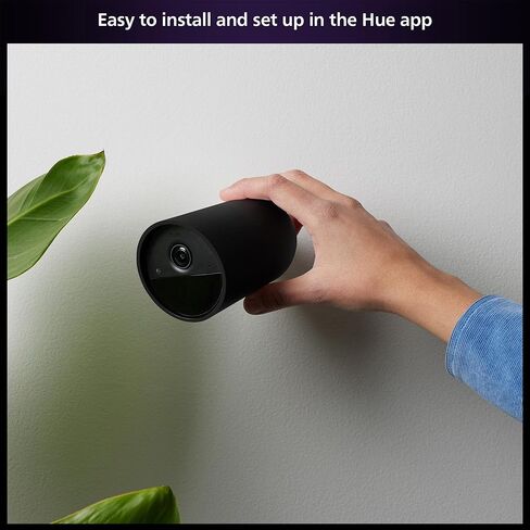 Philips Hue Secure Battery Camera 1-Pack, 1080P Resolution, Monitoring, Notifications, Seamless Integration, Rechargeable, Indoor and Outdoor, Black, Free 24-Hour History in Saudi Arabia