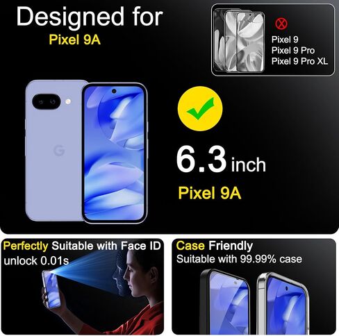 Ferilinso 3 Pack Screen Protector for Google Pixel 9A, Tempered Glass in Kuwait