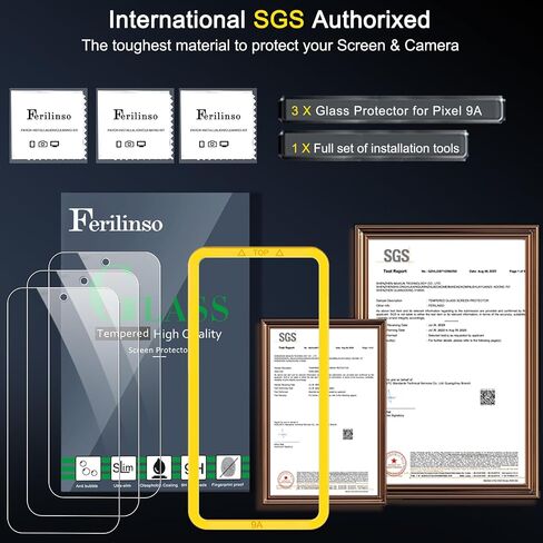 Ferilinso 3 Pack Screen Protector for Google Pixel 9A, Tempered Glass in Kuwait
