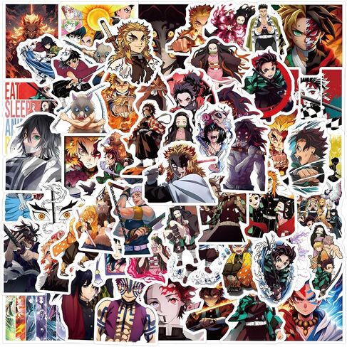 108pcs Japanese Demon Manga Slayer Stickers Pack,Lovely Cartoon Characters Decals Cartoon Anime Sticker for Teens Waterproof Stickers for Water Bottle Laptop Skateboard Guitar in Kuwait