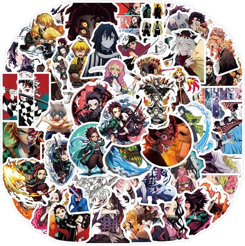 108pcs Japanese Demon Manga Slayer Stickers Pack,Lovely Cartoon Characters Decals Cartoon Anime Sticker for Teens Waterproof Stickers for Water Bottle Laptop Skateboard Guitar in Kuwait