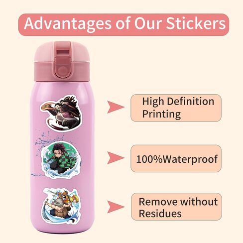 108pcs Japanese Demon Manga Slayer Stickers Pack,Lovely Cartoon Characters Decals Cartoon Anime Sticker for Teens Waterproof Stickers for Water Bottle Laptop Skateboard Guitar in Kuwait