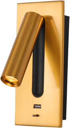 BedroomWall Lights Hotel Loft Bed Headboard Decor Reading Light USB DC 5v / Wirless Charger Sconces Lamp (Color Temperature : Warm White Lampshade Color : M3 Sand Nickel) (M4 Brush Brass Nature whit in Kuwait