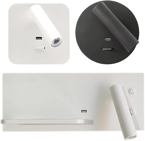 BedroomWall Lights Hotel Loft Bed Headboard Decor Reading Light USB DC 5v / Wirless Charger Sconces Lamp (Color Temperature : Warm White Lampshade Color : M3 Sand Nickel) (M4 Brush Brass Nature whit in Kuwait