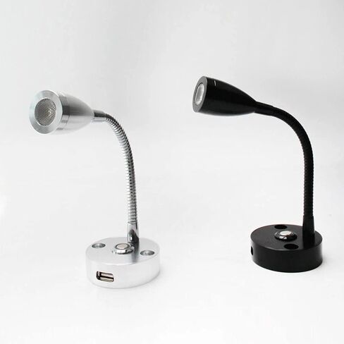 LED ReadingUSB Black Silver Flexible Hose Modern Bedroom Living Room Study Room Aluminium (Color : B) in Kuwait
