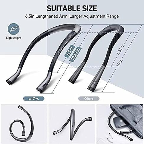 4LED Portable Neck Book Light USB C Rechargeable Reading Lamp with 6 Colors and 6 Brightness up to 80 Hours Working in Kuwait