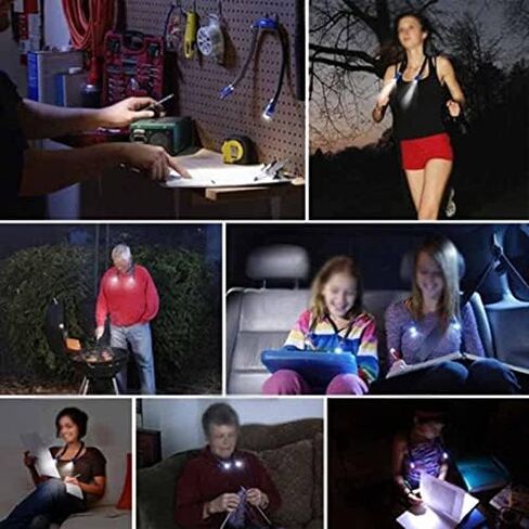 Newest Rechargeable USB Flexible Neck Light Reading Lights Outdoor Hug Lights Endurance Reading Book 4 LED Light Lamp Torch in Kuwait