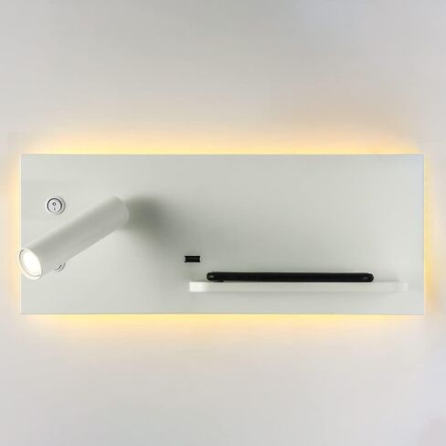 Bedroom Phone Wireless Charger Shelf Wall Lights Hotel Bedside Headboard Led Reading Lighting USB Luminaire Lamp Backlit (Color Temperature: Warm White Size: Brow) in Kuwait