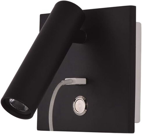 BedroomWall Lights Hotel Loft Bed Headboard Decor Reading Light USB Dc 5v / Wirless Charger Sconces Lamp (Color Temperature : Warm White Lampshade Color : M3 Sand Nickel) (M2 Matte Black Nature whit in Kuwait