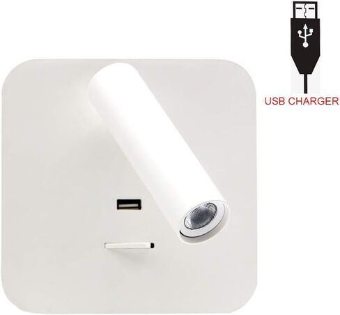 BedroomWall Lights Hotel Loft Bed Headboard Decor Reading Light USB Dc 5v / Wirless Charger Sconces Lamp (Color Temperature : Warm White Lampshade Color : M3 Sand Nickel) (M3 Matte Black Nature whit in Kuwait