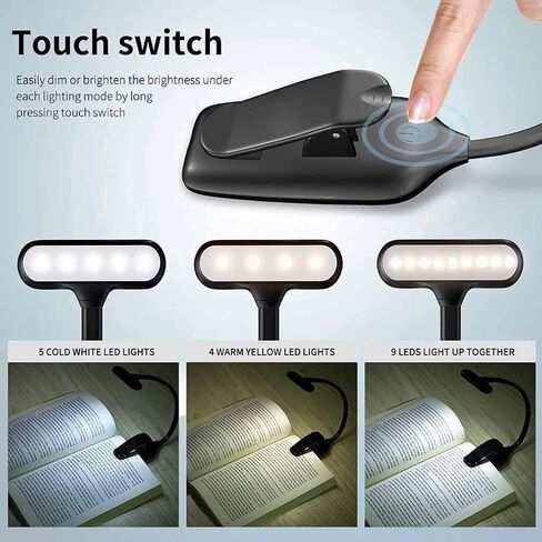 Rechargeable LED USB Book Light Reading Light Flexible Book Lamp Dimmer Clip Table Desk Lamp Portable Clip Light (Color : B) in Kuwait