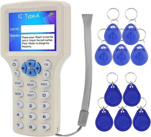 LIBO RFID Smart Card Reader Writer NFC 13.56MHz Copier 125KHz Duplicator Programmer Multi-Frequency Decoding Software USB Support with Readable Rewritable RFID Keyfobs Tags in Kuwait