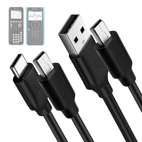 [2-Pack USB & USB C Charging Cable for Texas Instruments Calculators, TI-84 Plus CE, TI-84 Plus C Silver Edition, TI 89 Titanium, TI Nspire CX-5ft in Kuwait