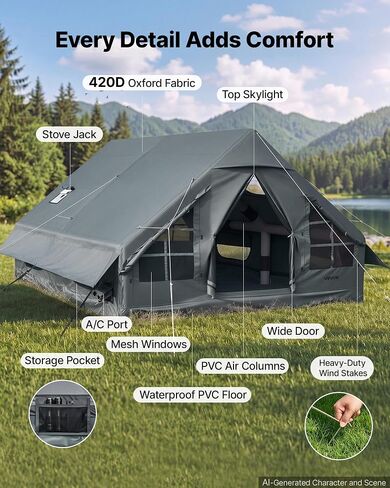 VEVOR Inflatable Tent for Camping 5-8 Person Blow Up Tent with Hand Pump in Kuwait