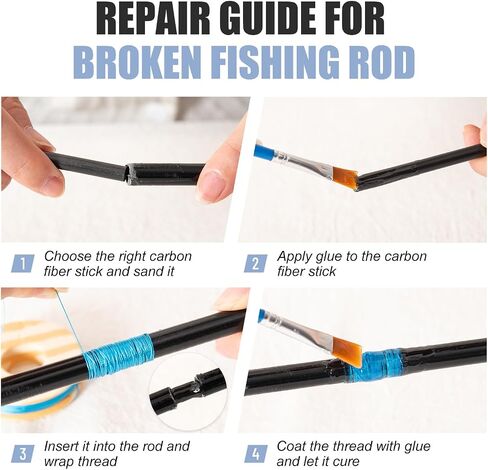 Fishing Rod Repair Kit, Carbon Fiber & Epoxy for Saltwater Freshwater in Kuwait