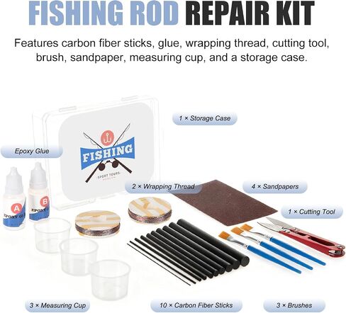 Fishing Rod Repair Kit, Carbon Fiber & Epoxy for Saltwater Freshwater in Kuwait