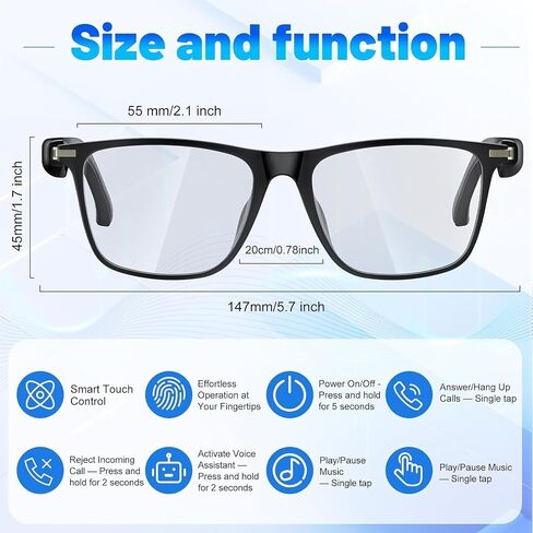 AI Translation Smart Glasses with 138 Languages, Bluetooth Glasses Compatible with ChatGPT, Photochromic Lens with Open-Ear Speakers for Men Women, for Travel, Business, Driving in Kuwait