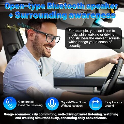 AI Translation Smart Glasses with 138 Languages, Bluetooth Glasses Compatible with ChatGPT, Photochromic Lens with Open-Ear Speakers for Men Women, for Travel, Business, Driving in Kuwait