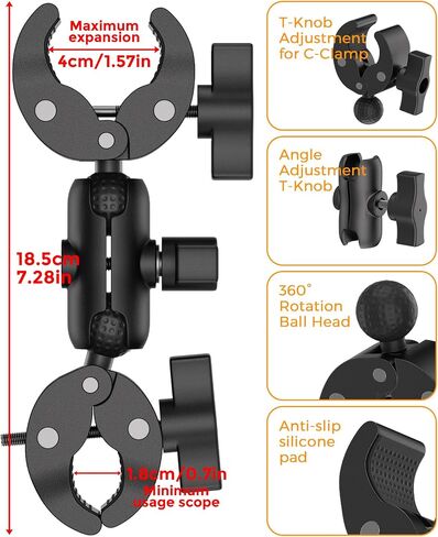 Double Clamp Fan Mount, Fits 0.70-1.57 in Tubes, 360° Adjustable in Saudi Arabia