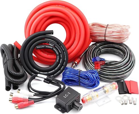0 Gauge Car Audio Amp Wiring Kit 3000W with LC-1 Bass Knob for Subwoofer in Kuwait
