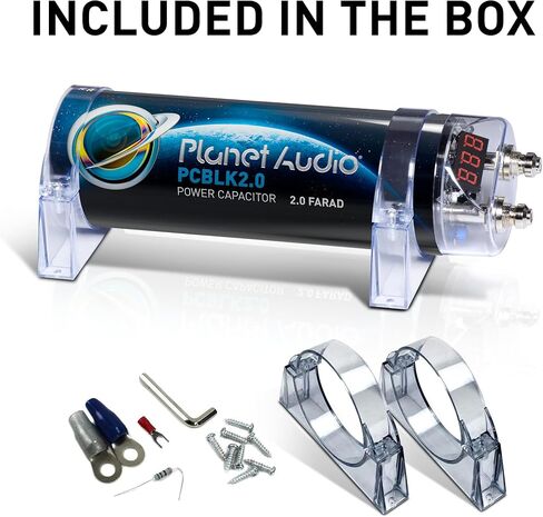 Planet Audio PCBLK2.0 2 Farad Car Capacitor, Energy Storage, Enhanced Bass in Kuwait