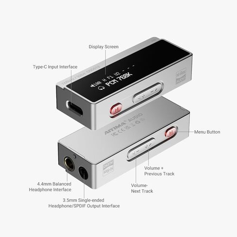 AIYIMA H4 مضخم صوت سماعة رأس USB C محمول عالي الدقة، DSD512 ES9039Q2M DAC Amp in Kuwait
