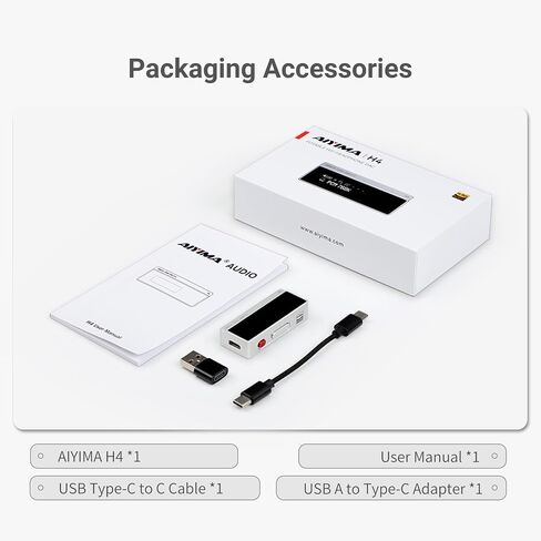 AIYIMA H4 مضخم صوت سماعة رأس USB C محمول عالي الدقة، DSD512 ES9039Q2M DAC Amp in Kuwait