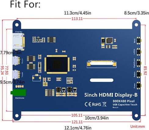 Front Back Protective Case Replace with Screw Base for Pi 5Inch LCD Display in Saudi Arabia