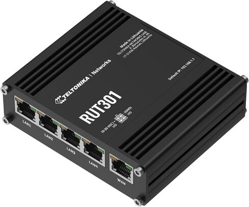 Teltonika RUT301 Industrial Ethernet Router, 5 x Ethernet ports, Compact and Durable Design, Secure VPN, USB in Kuwait