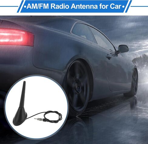1 Pc AM/FM Radio Signal Antenna Mount 3.5" Car Radio Aerial with 19.7" Cable Black Rubber ABS Metal in Kuwait