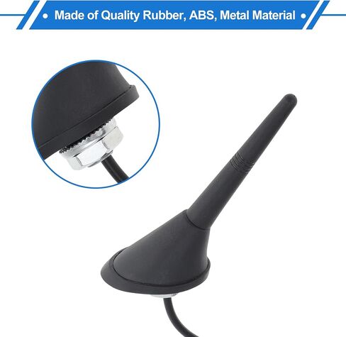 1 Pc AM/FM Radio Signal Antenna Mount 3.5" Car Radio Aerial with 19.7" Cable Black Rubber ABS Metal in Kuwait