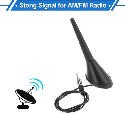 1 Pc AM/FM Radio Signal Antenna Mount 3.5" Car Radio Aerial with 19.7" Cable Black Rubber ABS Metal in Kuwait
