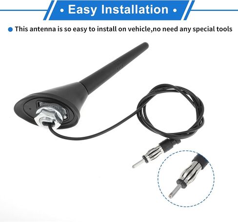 1 Pc AM/FM Radio Signal Antenna Mount 3.5" Car Radio Aerial with 19.7" Cable Black Rubber ABS Metal in Kuwait